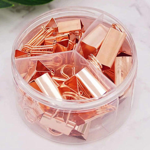 Binder Clips Paper Clamps, Assorted Sizes Set (Small, Medium, Large) for Office School and Home Supplies (Rose Gold)...