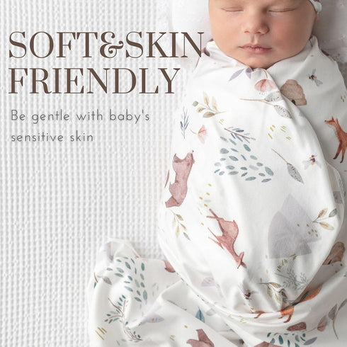 Newborn Receiving Blanket Swaddle Blanket Headband Beanie Set for Baby Boy Baby Girl (Animal 3)...