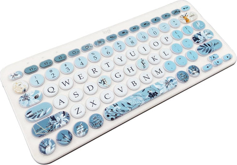 Silicone Keyboard Cover Skin for Logitech K380/Pebble Keys 2 K380s Multi-Device Bluetooth Keyboard, Gray Blue Flowers...
