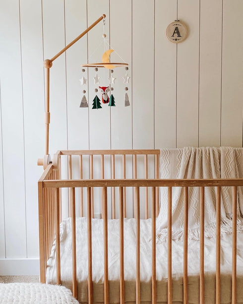 Baby Crib Mobile (Woodland Fox) - Nursery Decoration - Ceiling Mobile and Crib Mobile - Hypoallergenic Eco-Felt, Unfinished Wood, Adjustable, Gree...
