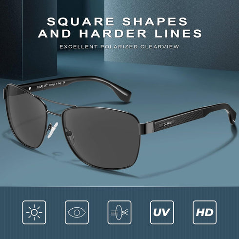 CARFIA Classic Metal Mens Sunglasses - Polarized Sunglasses UV Protection Acetate Arms CA5397...