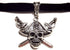 Handmade Jolly Roger Pirate Skull & Crossed Swords Pendant on Black Velvet Choker Necklace...
