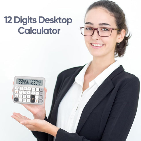 Standard Function Desktop Calculator,Powered by Batteries(Included),12 Digit Large LCD Display,Big Buttons Easy to Press,Automatic Sleep,for Offic...