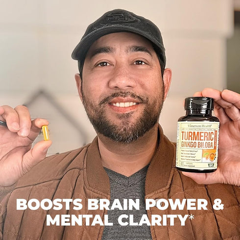 Turmeric Curcumin & Ginkgo Biloba Supplements with Bioperine Black Pepper - Vegan Joint Support Supplement with Organic Tumeric - Aids Brain Clari...