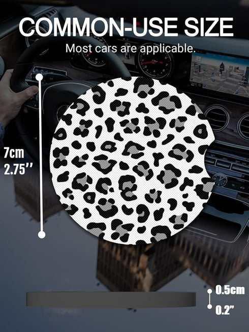 Cute Cup Holder Coasters for Car with Fingertip Grip, Auto Accessories for Women & Men,Pack of 2 (Snow Leopard)...