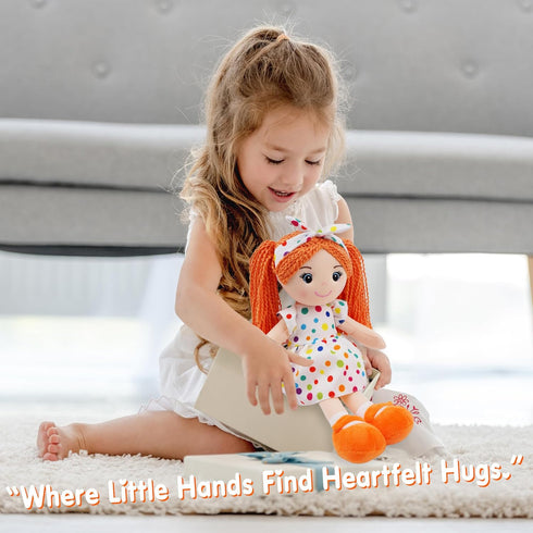 June Garden 18" Snuggle Cuties Sophie - Soft Cuddly Plush Doll Gift for Girls - Huggable Rag Doll - Pink L...