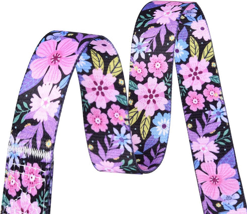Dog Collar and Leash Set with Bohemia Floral Tribal Geometric Patterns - Soft Ethnic Style Collar Adjustable for Small Medium Large Dogs(Pink Flor...