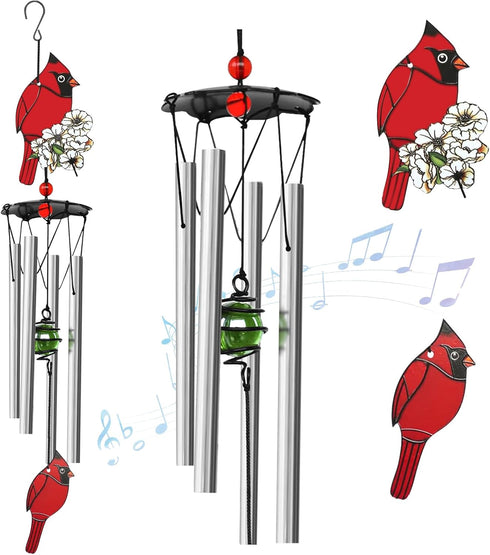 EEEKit Wind Chimes for Outside, Cardinal Bird Windchimes with Aluminium Tubes, Wind Chimes for Outdoor Garden Patio...