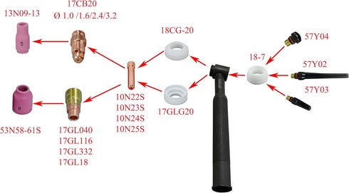 RIVERWELD 17GLG20 TIG Gas Lens Insulators Cup Gaskets Fit DB PTA SR WP 17 18 26 TIG Welding Torch 5pk...