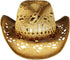 Shapeable Toyo Straw Cowboy Hat w/Beaded Trim Band, Western Cowgirl, Natural, One Size...