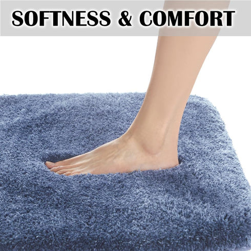 Suchtale Bath Rug for Bathroom Non Slip Bathroom Mat (20 x 32, Blue) Water Absorbent Soft Microfiber Shaggy Bath Rug Machine Washable Bath Mat for...