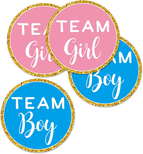 Gold Gender Reveal Stickers- 80 Pack Team boy and Team Girl Baby Shower Sticker Labels, Perfect Gender Reveal Party Supplies, 2 Inch....