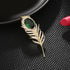 14K Gold Plated Feather Brooch Pin for Women Men With Simulated Emerald Cubic Zirconia Rhinestone Lapel Suit Badges Brooches Pins Fashion Delicate...