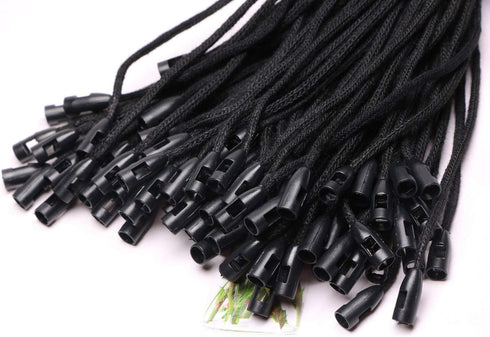 Tupalizy Black Cotton Gift Clothing Price Tag String Hanging Rope Snap Lock Pin Loop Fastener Hook Ties for Luggage Label Attachment,7.5 Inch, 100...