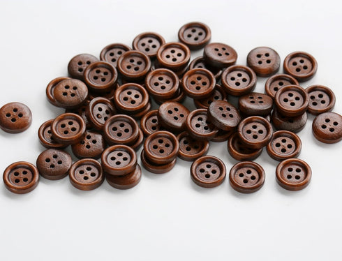 200PCS 5/8 Inch (15mm) Brown Color Wooden Buttons DIY Crafts Button Sewing Project...