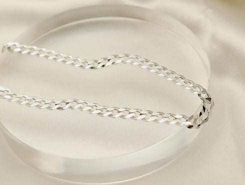 PORI JEWELERS 925 Sterling Silver 3.5mm Cuban Curb Link Chain Anklet - Available in Silver or Yellow...