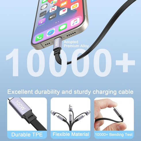 100W Retractable USB C Cable, USB A/USB C to USB C PD 5A Fast Charging Cord with Data Transfer, 100W USB C Retractable Phone Charger for iPhone 15...