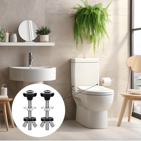 2Pcs Universal Toilet Tank to Bowl Bolts Kit, Heavy Duty Toilet Bolts with Rubber Washers Gaskets and Wing Nuts Extra Long Nut Screw Set for Toile...