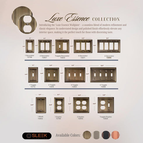 SleekLighting | Wall plates Decorative Beveled Antique Brass | Electric Outlet and Switch Covers| Style: 2 Gang Duplex (2 Pack)...