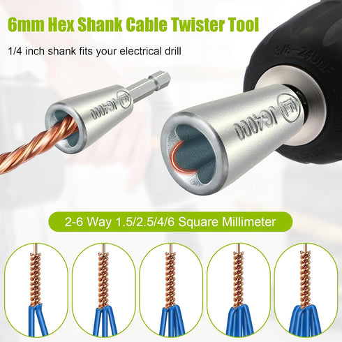 Feekoon Wire Twisting Tool, 3 Way Wire Stripping Tool and 6mm Hex Shank Cable Twister Tool, Wire Stripper and Twister for Power Drill Drivers or M...