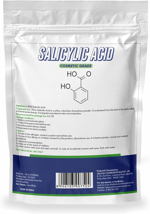 salicylic acid powder | pure original ingredients with no adulterants, cosmetic grade for DIY skincare & industrial use-120gm...