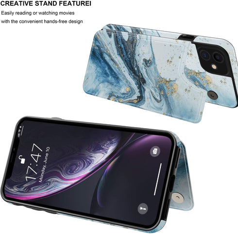 LETO for iPhone 11 Case,Leather Wallet Case with Fashion Floral Flower Designs for Girls Women,with Kickstand Card Slots Cover,Protective Phone Ca...