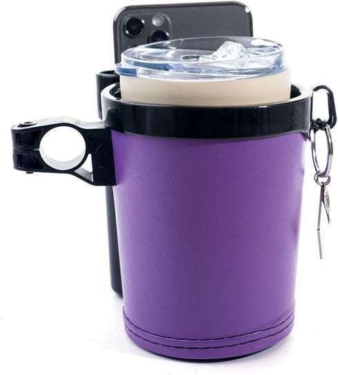 Bike Cup Holder Handlebar Cruiser with Cell Phone Holder Key Holder for Bicycle Motorcycle Scooter Boat Purple...