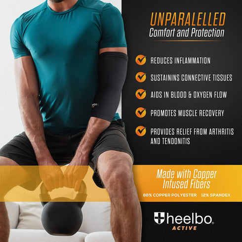 Elbow Sleeve and Elbow Compression Sleeve with Copper Infused Fibers and Breathable Fabric for Tendonitis, Golfers Weight Lifting, Tennis Elbow or...