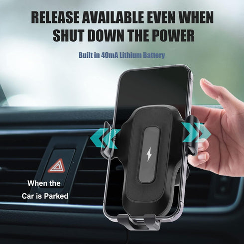 Wireless Car Charger, AMLINK 15W Qi Fast Charging Auto Clamping Car Charger Cell Phone Holder Mount Air Vent for iPhone 14 13 12 11 Pro Max, Samsu...