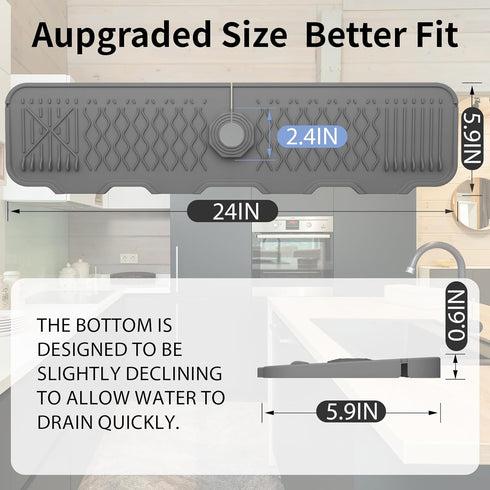 Kitchen Sink Splash Guard, Silicone Draining Mat Kitchen Faucet, 90° Foldable Design to Accommodate a Variety of Sink Countertops Gray(25* 5.9)...