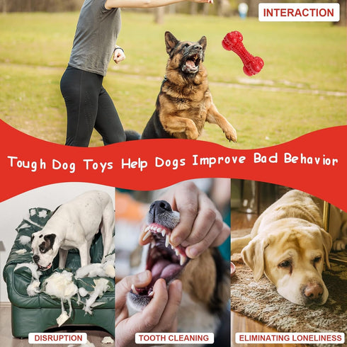 Dog Squeaky Toys for Aggressive Chewers, Toothbrush Stick Durable Dog Chew Toys for Large Dog Medium Breed, Indestructible Tough Dogs Toys for Tee...