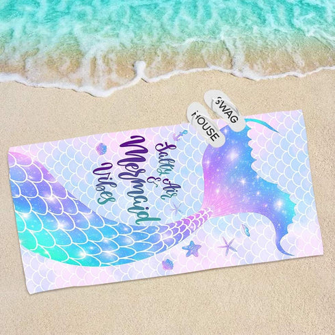 Bonsai Tree Mermaid Beach Towel, Mermaid Tail Cute Microfiber Bath Towel for Girls, Mermaid Scales Sand Free Quick Dry Womens Travel Towels for Yo...