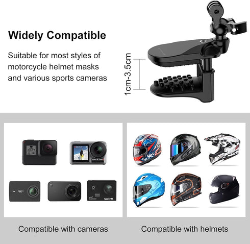 PULUZ Motorcycle Helmet Chin Clamp Mount for GoPro Hero 12, 11, 10/DJI Osmo Action 4/Insta360 X3/AKASO/SJCAM and Other Action Cameras...