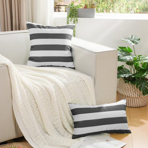 Outdoor Throw Pillow Covers, Square Stripe Waterproof Throw Pillow Cases for Outdoor Patio Porch Farmhouse Garden Balcony Couch, 18"x18"(45x45cm)/...