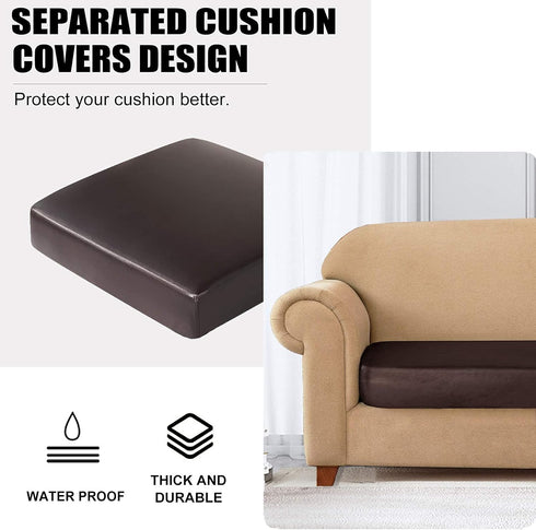 Faux Leather Couch Cushion Covers, Waterproof Sofa Cushion Slipcovers, Elastic RV Chair Seat Covers for Settee Seater, PU Leather Sofa Slipcovers ...