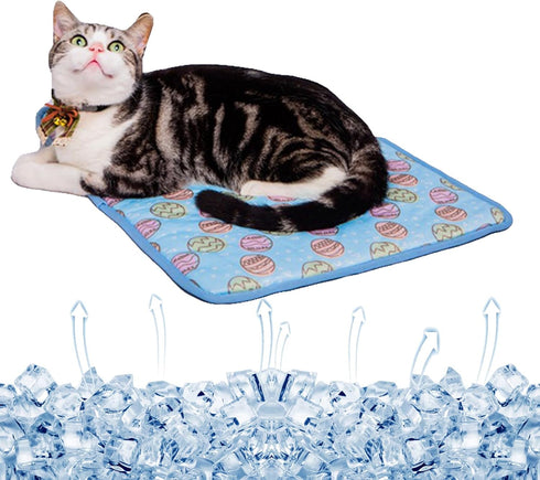 SEIS Dog Ice Pad Ice Silk Cats Kennel Mat Pet Cooling Pad Summer Cool Bamboo Mat Breathable Pad (Blue, S...