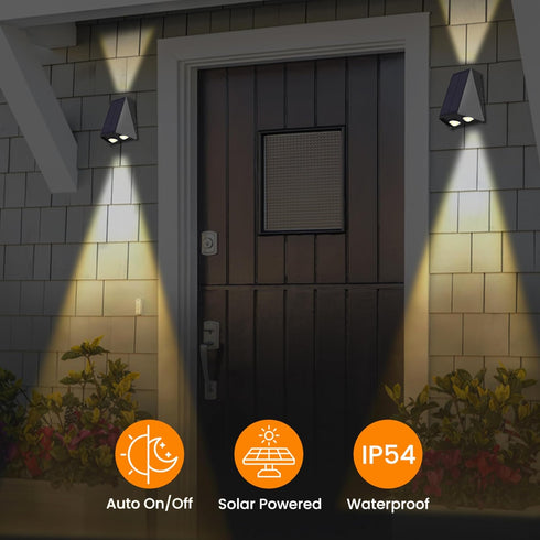Solar Lights Decorative Up Down Wall Sconce Light Flood Lights Dusk to Dawn Outdoor Lighting Fixture Backyard Lights Outdoor Deck Lights Fence Sol...