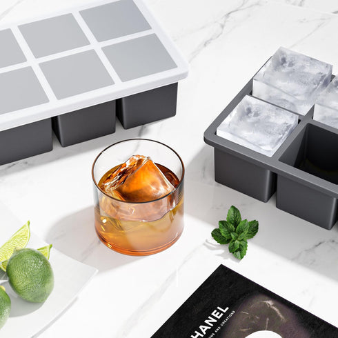 Large Ice Cube Tray for Whiskey: FDDBI Big Square Ice Cube Maker for Cocktail - 2Pack Silicone Old Fashioned Ice Cube Trays - 2inch Huge Cubed Ice...