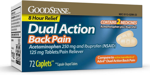 GoodSense Dual Action Acetaminophen and Ibuprofen (NSAID) Tablets, 250 mg/125 mg, Back Pain, 72 Count...