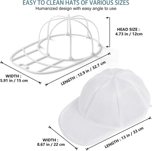 Hat Washer for Washing Machine,Hat Cleaner for Baseball Caps with Frame Cage and Mesh (1Pack white with mesh)...