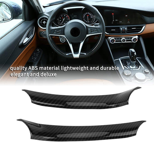 Keenso 2Pcs Car Interior Steering Wheel Carbon Fiber Decorative Decor Cover Trim for Stelvio/Giulia...