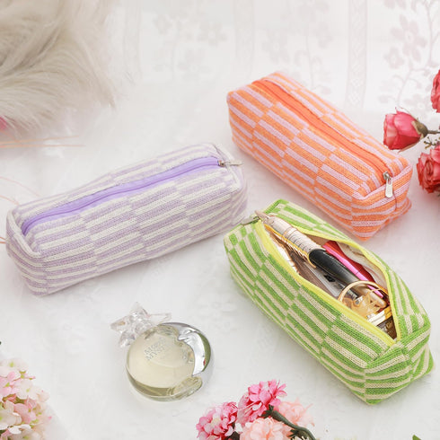 2 Pcs Cosmetic Bags Striped Makeup Bags Makeup Pouches Toiletry Bags Travel Organizers Makeup Travel Cases Beauty Organizers (Green Striped)...