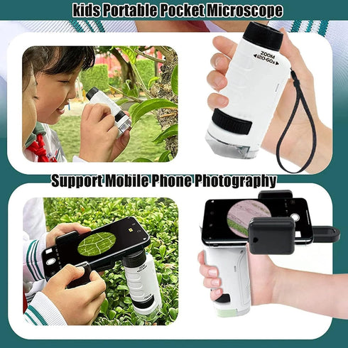 Miniscope Kids, Pocket Microscope for Kids, Portable Microscope, Handheld Microscope, Led Lighted Pocket Microscope for Scientific Experiment...