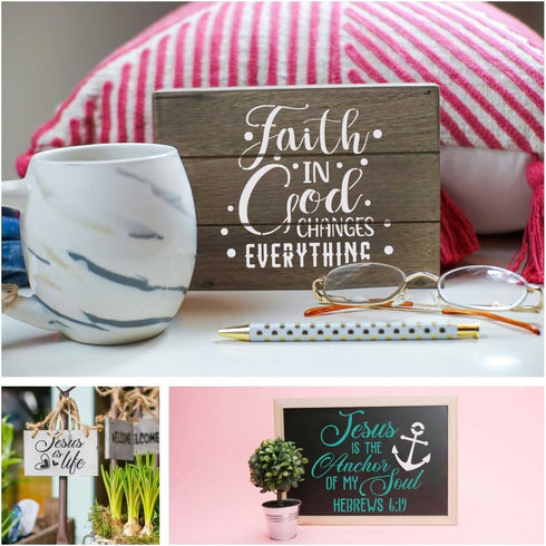 10 PCS Christian Faith Stencils with Quotes and Bible Verses, Stencils Inspirational Word,Painting Stencils Inspirational Word Painting on Wood,Ca...