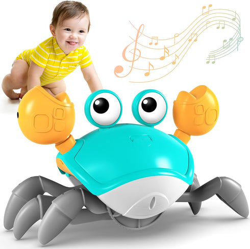 Crawling Crab Toy, Infant Tummy Time Baby Toys, Fun Interactive Dancing Walking Moving Toy Babies Sensory Induction Crabs with Music, Baby Toys 0-...