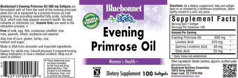 BlueBonnet Evening Primrose Oil Softgels, 500 mg, 100 Count (743715009189)...