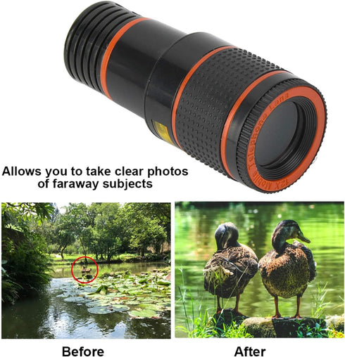 Telephoto Cell Phone Camera Lens 12X Telescopic Lens, Universal Clip On Telescopic Focusing Cell Phone Camera Lens for Mobile Phone Tablet, Cell P...