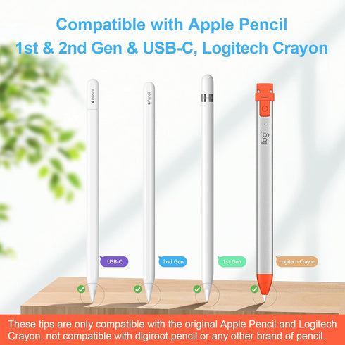 Digiroot Upgraded Replacement Tip for Apple Pencil 1st/2nd Gen/USB-C&Logitech Crayon, 0.72mm No Wear Out Fine Point Precise Control Pen Like Nibs ...