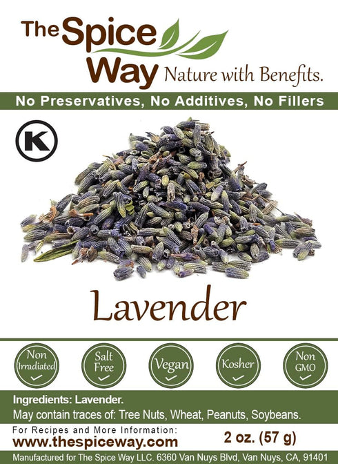 The Spice Way Lavender Flowers - (2 oz) dried flower buds for tea and culinary use - Culinary Lavender Buds - Dried Edible Lavender for Drinks, Ch...