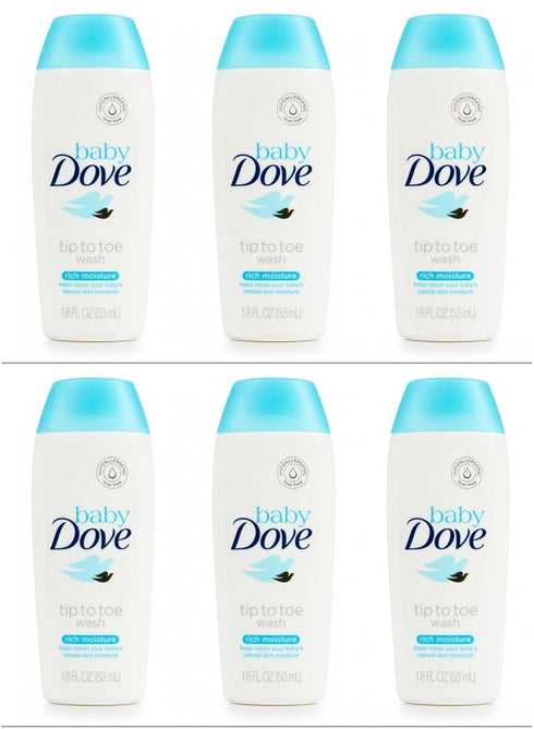 Baby Dove Body Wash Tip To Toe Sensitive Moisture 1.8 Oz Travel Size (Pack Of 6)...